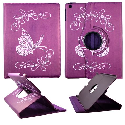 Purple Butterfly Apple Ipad Air Ipad 5 Pu Leather Folding Tablet 360