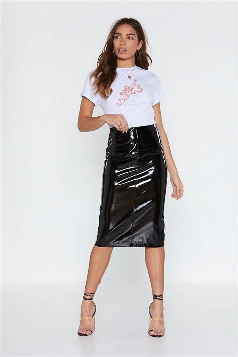 midi or less vinyl skirt