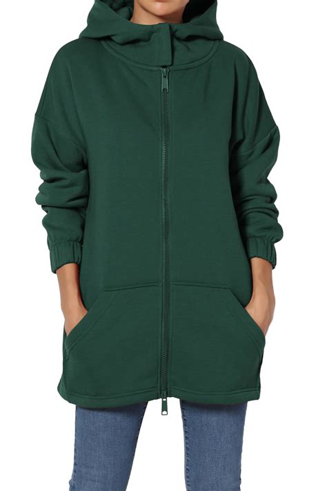 themogan women s plus funnel neck pocket zipper up oversized hoodie fleece jacket