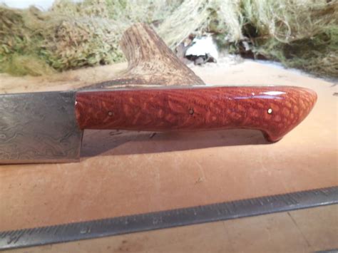 Custom Damascus Chef Knife With Leopard Wood Handles Etsy