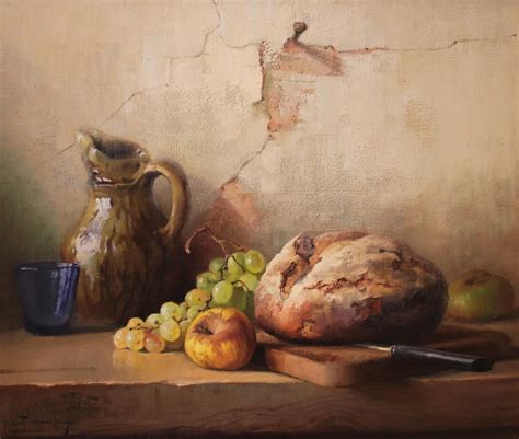 Robert Chailloux Still Life Loaf Of Bread And Food Painting