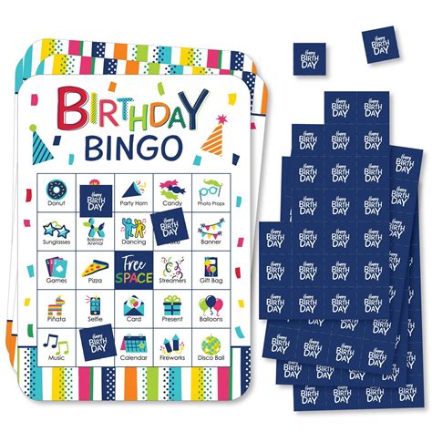 Big Dot Of Happiness Cheerful Happy Birthday Picture Bingo Cards And
