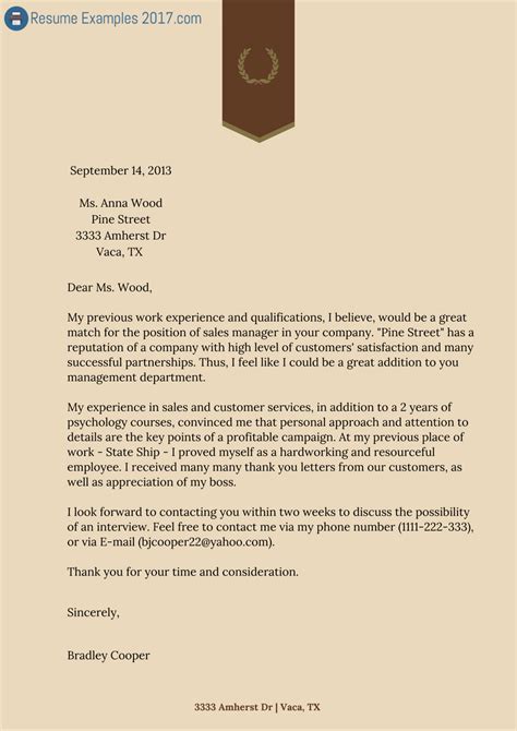 This one's pretty standard as well: Finest Cover Letter Resume Examples | Resume Examples 2019