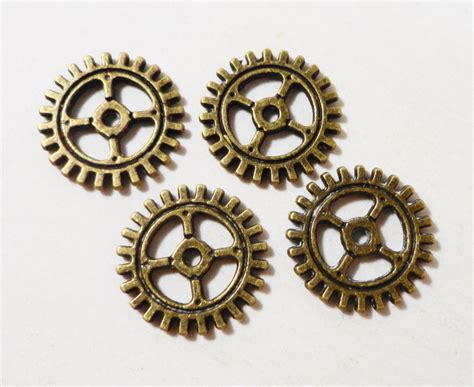 Bronze Gear Charms 12mm Antique Brass Clock Gear Charms Steampunk