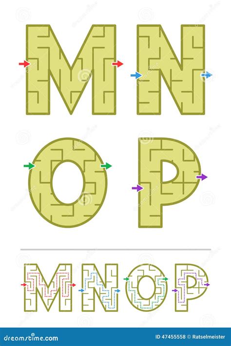 Alphabet Maze Games M N O P Stock Vector Image 47455558