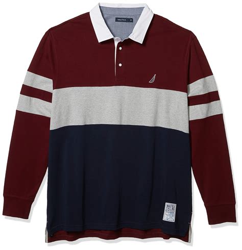 Nautica Mens Big And Tall Long Sleeve 100 Cotton Rugby Stripe Jersey