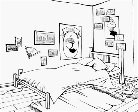 Bedroom interior background baby bed room line art kid room. Sarah Kujubu: Research Drawing: Bedroom