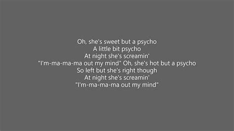 F# c# oh, she's sweet but a psycho. sweet but psycho lyrics video - YouTube