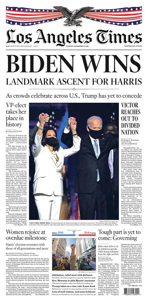 Heres The Front Page Of The Los Los Angeles Times
