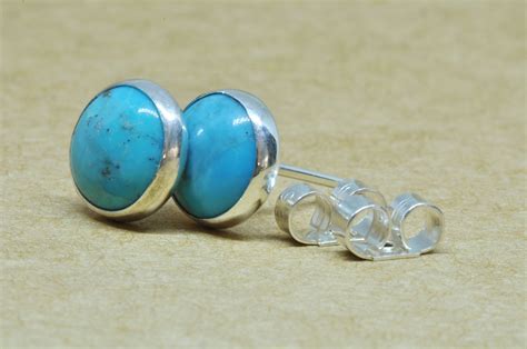 Turquoise Earrings Turquoise Stud Earrings With Sterling Etsy