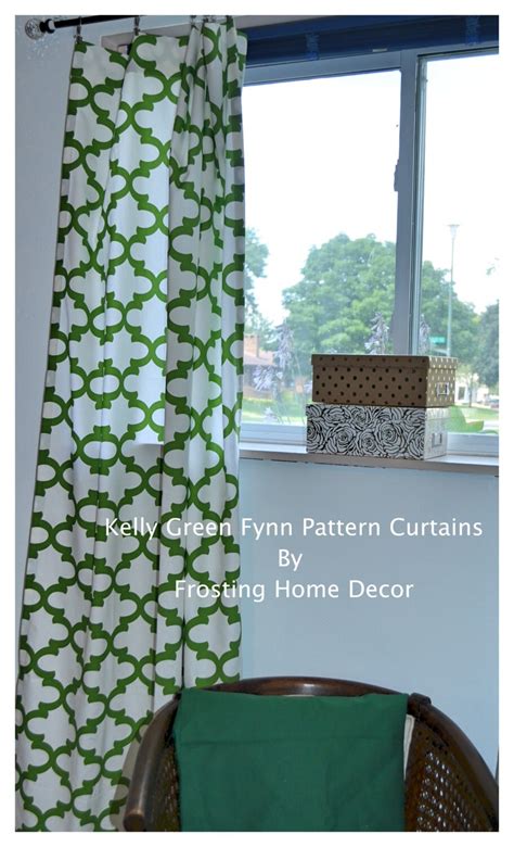 One Pair Kelly Green Designer Curtains Trellis Fabric