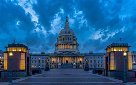 Download Wallpapers United States Capitol Washington Evening Sunset