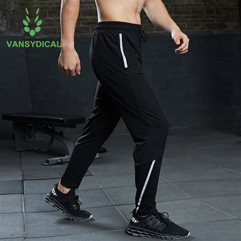 vansydical workout jogging gym sweatpants men reflective strip sports running training pant