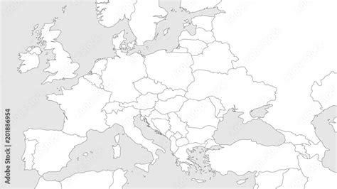 Blank Outline Map Of Europe Simplified Wireframe Map Of Black Lined