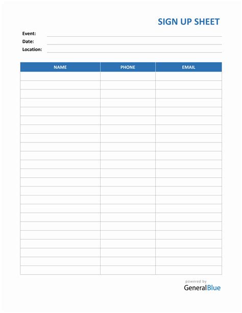 Event Sign Up Sheet In Pdf Event Sign In Sheet Template 17 Free