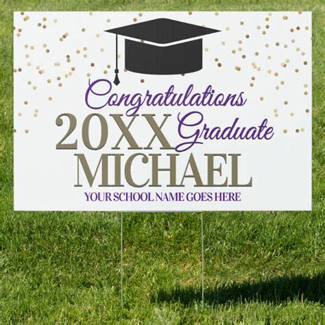 Purple And Gold Congratulations Graduate Sign Zazzle