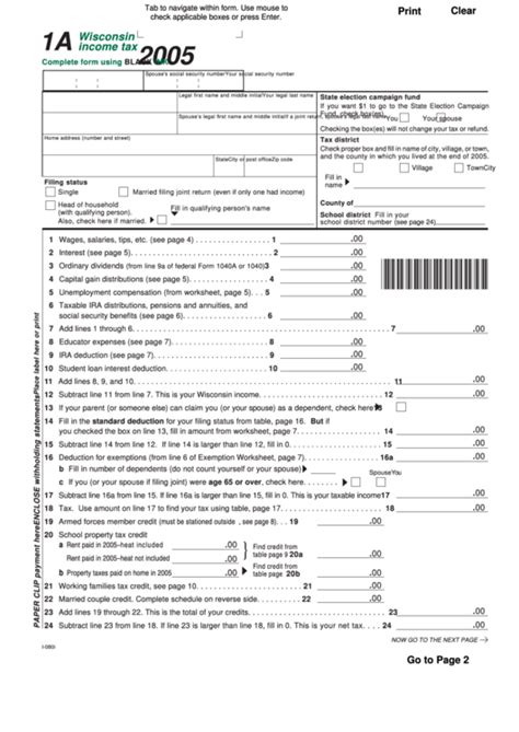 Wisconsin Income Tax Form Fillable Schedule Wd Printable Forms Free