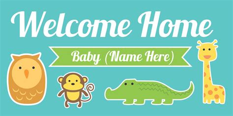 Welcome Home Baby Banner With Animals Etsy