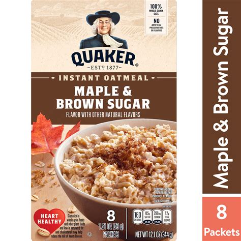 Quaker Instant Oatmeal Maple Brown Sugar 121 Oz 8 Packets