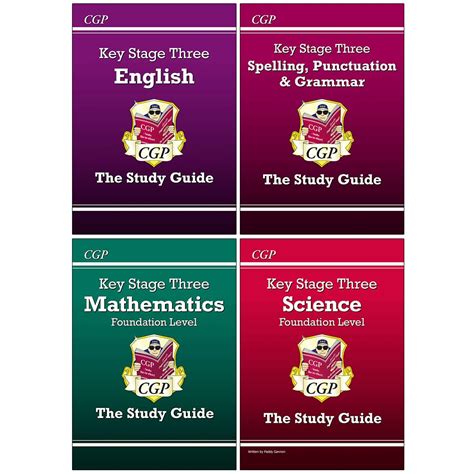 Cgp Ks3 Study Guides 4 Books Collection Set English Maths Science