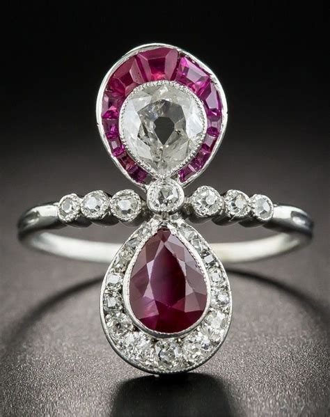 Art Deco Platinum Ruby And Diamond Toi Et Moi Ring Circa 1925 Bezel