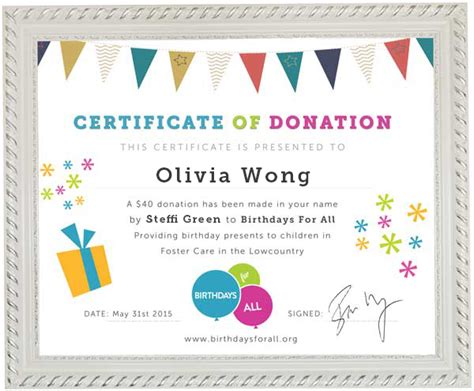 Certificate Of Donation Template