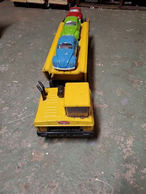 Tonka Mighty Tonka Car Carrier With 3 Cars Complete Ebay