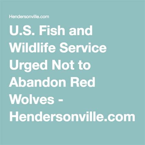 Us Fish And Wildlife Service Urged Not To Abandon Red