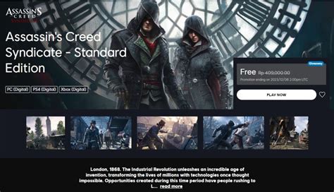 Assassins Creed Syndicate Pc Gratis Via Ubisoft Connect Jagat Play