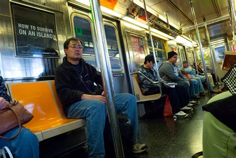 People Inside A New York Subway Train Stock Photo Download Image Now