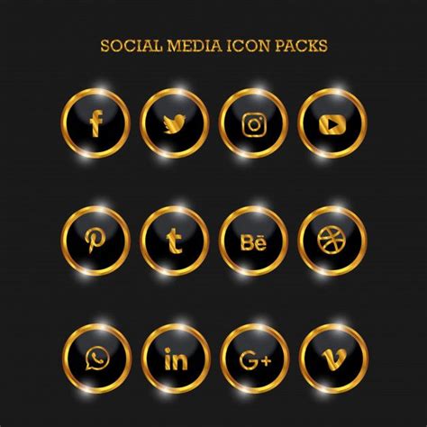 Social Media Icon Packs Circle Gold Prem Premium Vector Freepik