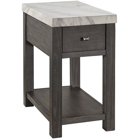 Ashley Furniture Vineburg 1 Drawer Faux Marble Top End Table In Gray