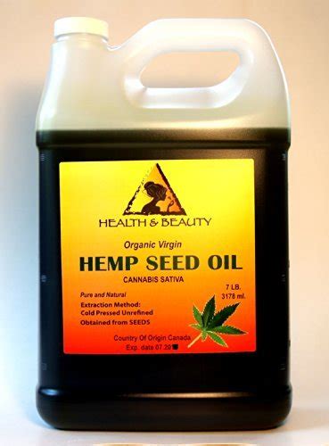 Hemp Seed Oil Unrefined Organic Virgin Carrier Cold Pressed Pure 128 Oz