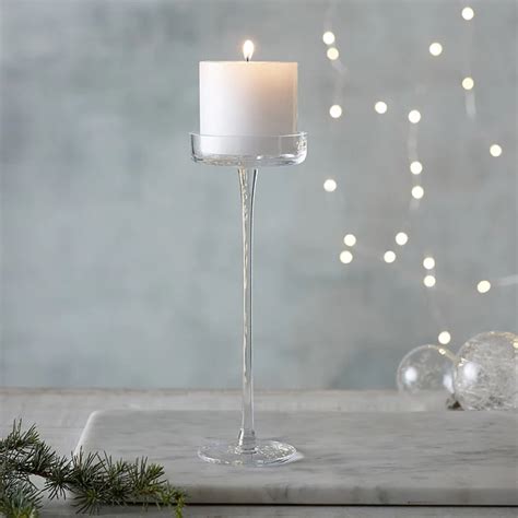 Glass Tall Pillar Candle Holder Candle Holders The White Company Uk