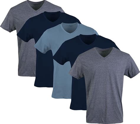 Gildan Men S V Neck T Shirts Multipack Style G Navy Heather Navy Indigo Blue Pack