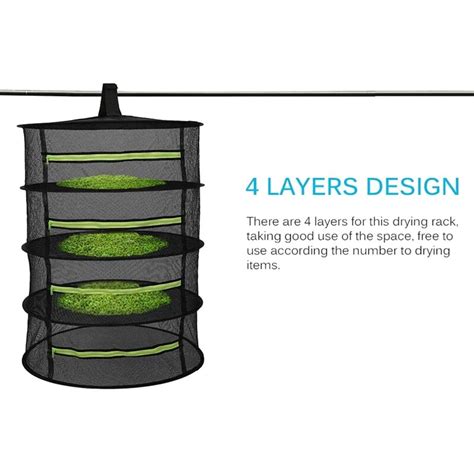 Drying Net 4 Layer Hanging Basket With Zipper Folding Dry Rack Dryer