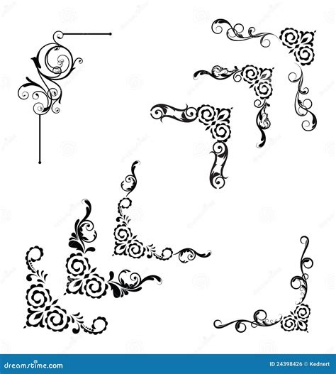 Classic Vintage Swirl Border Symbols Set Vector Illustration
