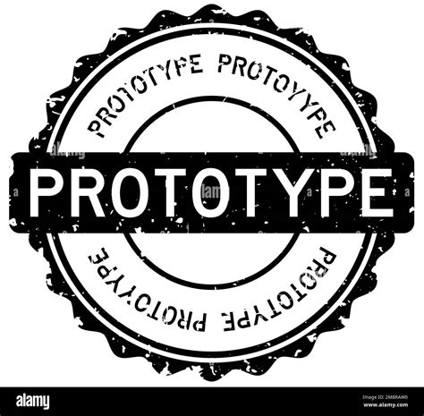 Grunge Black Prototype Word Round Rubber Seal Stamp On White Background