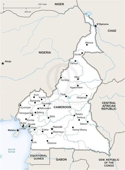 Free Vector Map Of Cameroon Outline One Stop Map