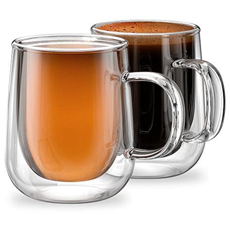 stone and mill double walled glass coffee mugs set of 2 9 4 oz venezia collection insulated