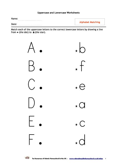 Alphabet matching worksheets for pre-k