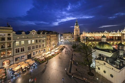 View Of Krakow Poland At Sunset Stock Image Image Of Dusk Balcony