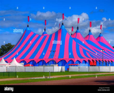 Huge Big Top Circus Tent Buit Up For A Music Festival On A Sunny Day