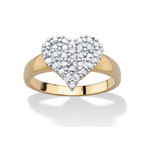 Palmbeach Jewelry Diamond Accent Stippled Cluster Heart Shaped Ring