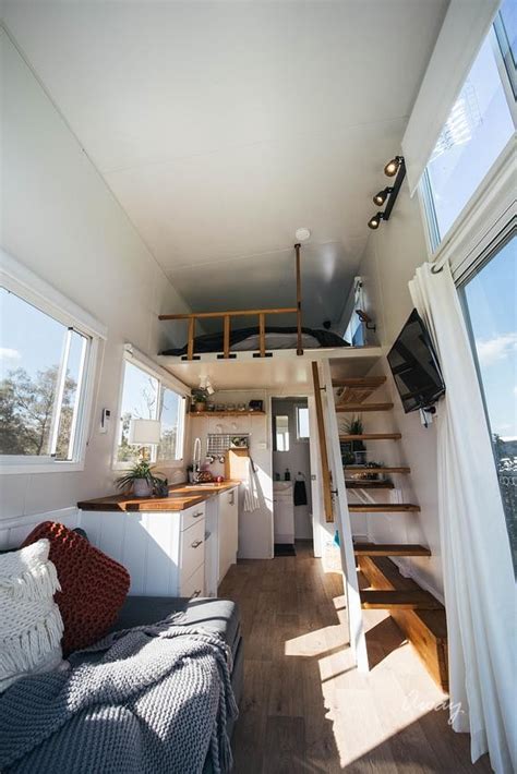 Enjoy stargazing from the queen size loft bed. Malniri Park - Tiny House Accommodation near Blue ...