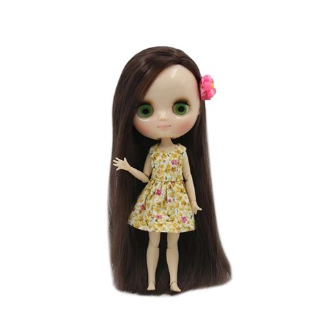 Middle Blyth Nude Doll Cm Joint Body Shine Face Long Straight Brown