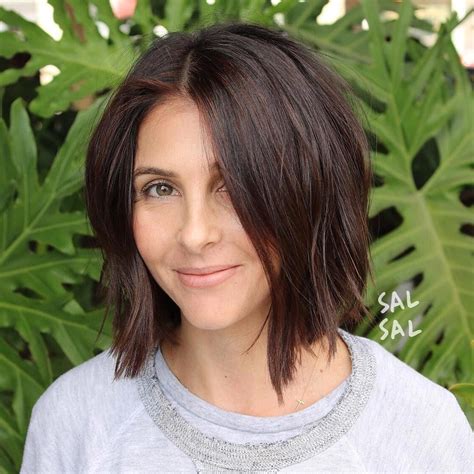Chocolate Brown Centre Parted Angled Bob Choppybobhairstyles Choppy