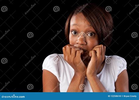 Nervous Woman Stock Photo Image Of Female Woman Black 12258618
