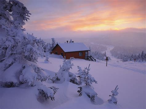 46 Free Winter Cabin Wallpaper Images