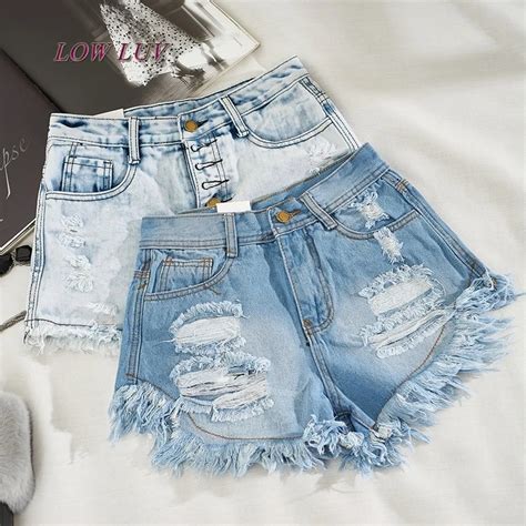 Fashion Short Jeans 2017 Summer Women High Waist Denim Shorts Frayed Hole Female Super Cool